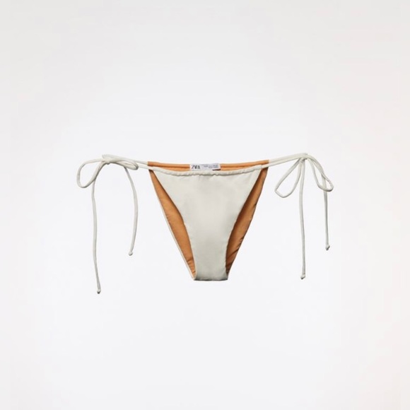 Zara White Side Tie Bikini Bottom. NWT. Size Large - Picture 2 of 2